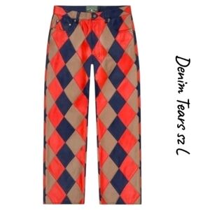 NWT Denim Tears Lamb Leather Jacquard Patchwork Pant L